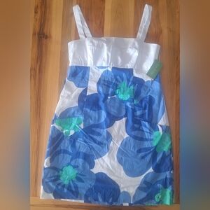 Lilly Pulitzer NWT Size 12 Yesenia Blue Floral Cotton Dress Adjustable Straps